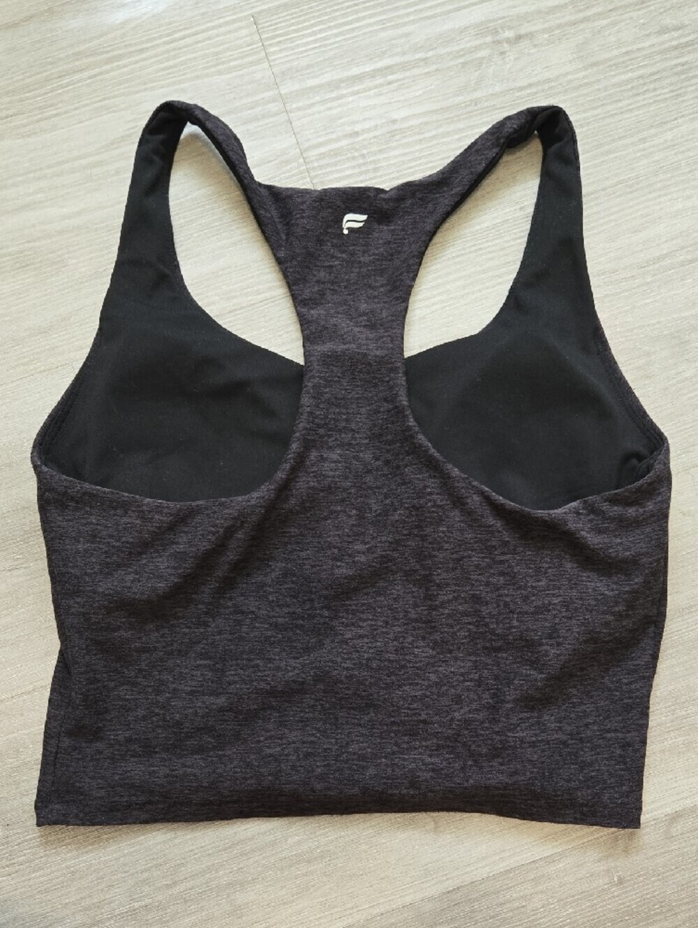 Fabletics Women's Dark Heather Charcoal Racerback Sports Bra Top - Picture 3 of 4